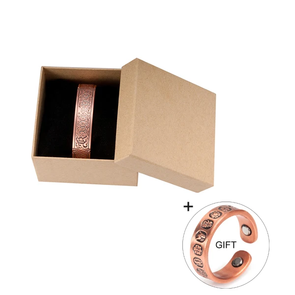 CB022 box Vinterly купить 1 получить 1 подарок браслет из чистой меди мужской энергетический магнитный браслет медный широкий Регулируемый Браслет-манжета браслеты для мужчин - Окраска металла: CB022 box