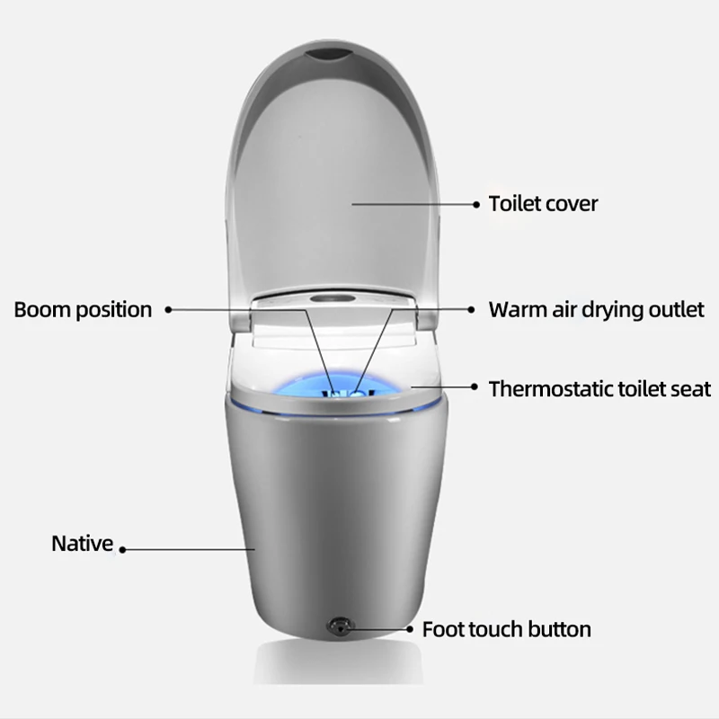 Умный Унитаз FOHEEL цельный удлиненный автоматический умный туалет с дистанционным