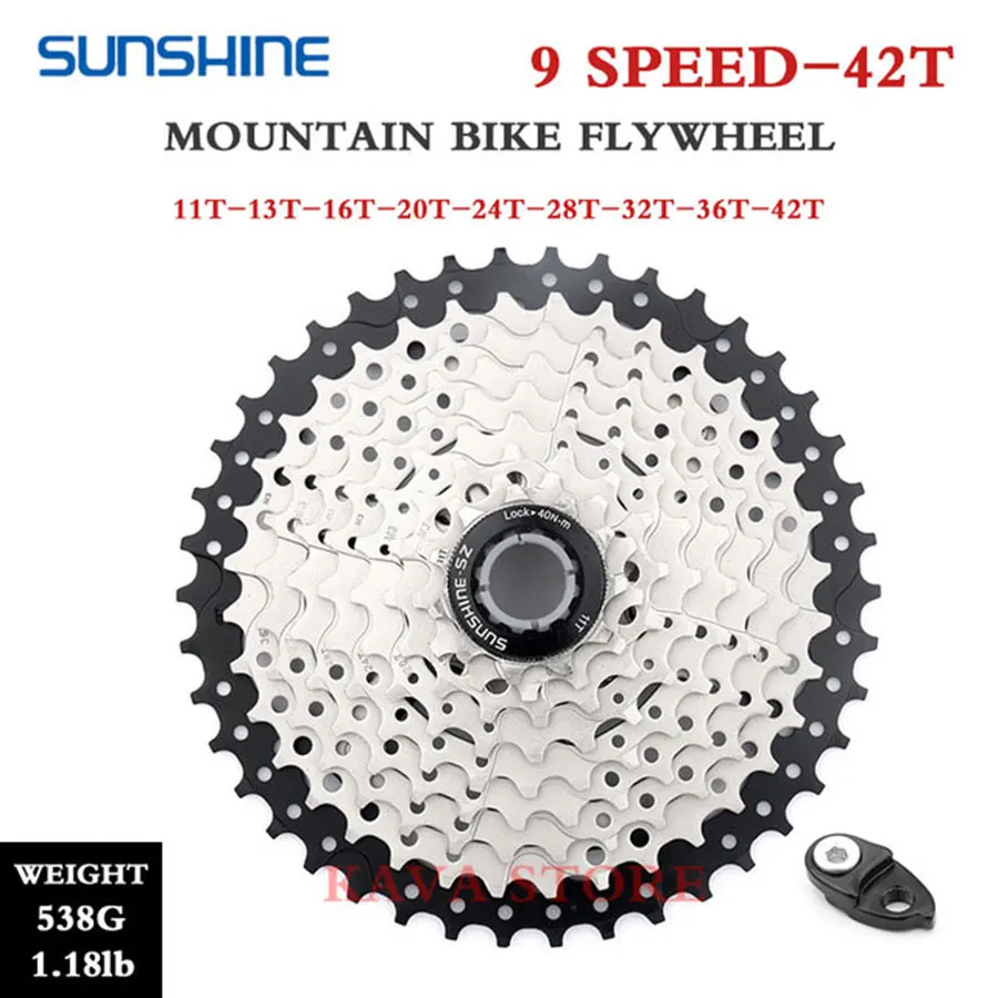 

SUNSHINE MTB Road Bike 9V Cassette Flywheel 9S 25T 28T 32T 36T 40T 42T 46T 50T Bicycle Freewheel 9 Speed Crown for Shimano SRAM