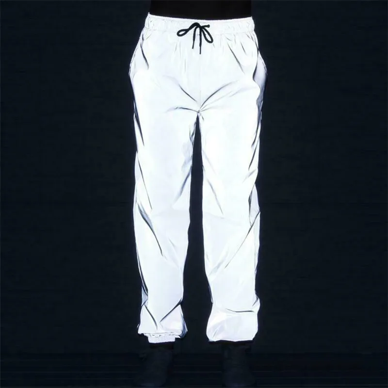 

Hip-hop Reflective Dance Pants Men Women Casual Sports Cycling Night Club Trousers Plus Size M-3XL