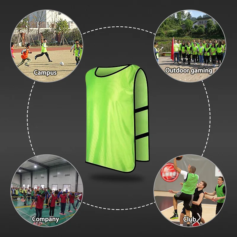 6PCS Adults Football Jerseys Vest Sleeveless Soccer Pinnies Quick Drying Scrimmage Practice Sports Vest Breathable Training Bibs