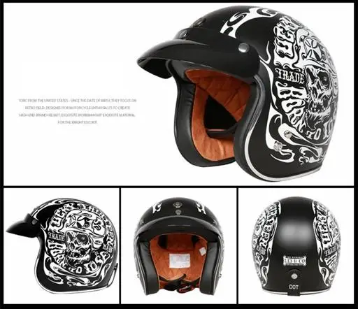 Винтажный мотоциклетный шлем HiMISS унисекс со встроенными линзами с открытым