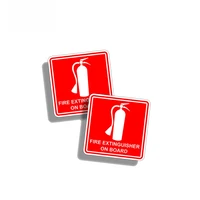 2 x creative fire extinguisher on board car sticker warning pvc decal10cm10cm