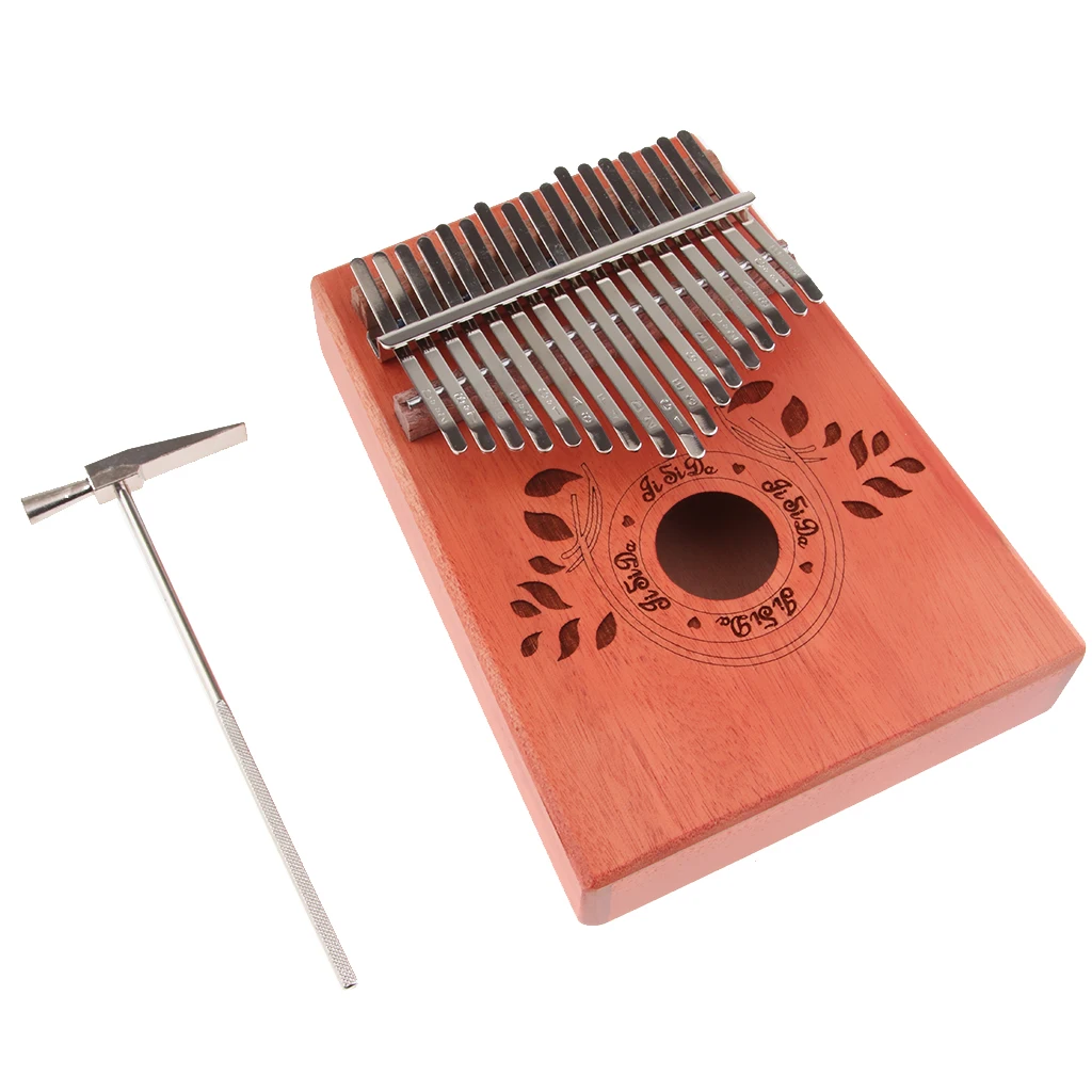 Калимба с 17 клавишами пианино пальцевое из красного дерева тюнинговым узором в