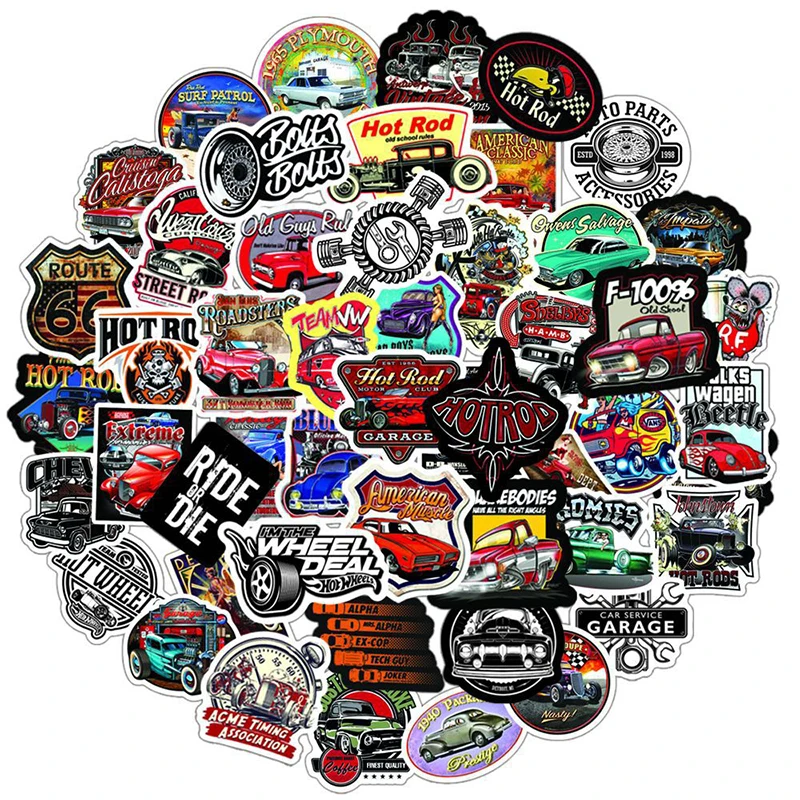 1050100pcs modified retro classic car stickers cool laptop guitar luggage waterproof graffiti sticker decal kid classic toys free global shipping