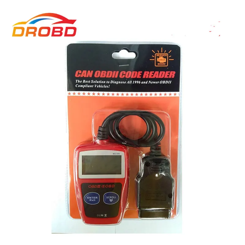 MS309 OBD2 OBDII сканер штрих код ридер Авто диагностический инструмент OBD 2 EOBD (система