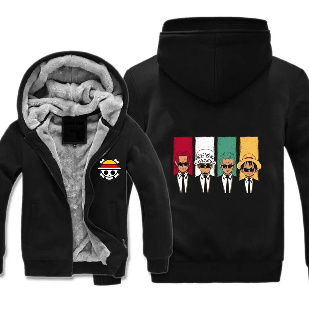 

anime ONE PIECE jacket Sweatshirts Man Thicken Hoodie Cosplay coat Men Winter Warm Fleece Hooded