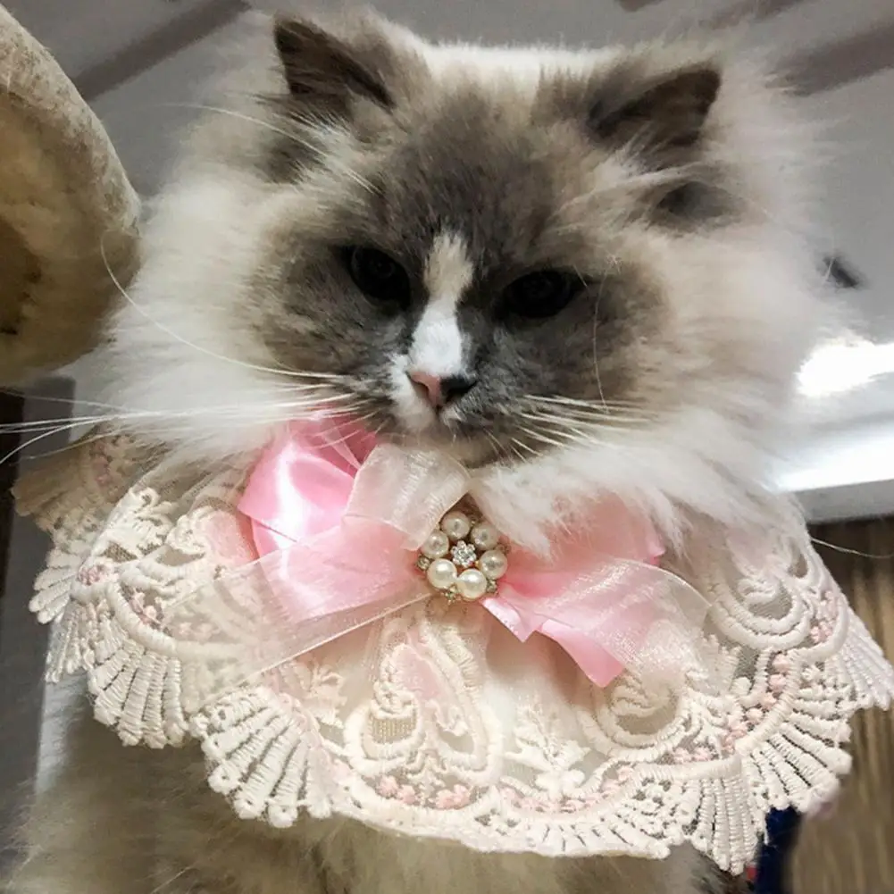 

Cat Neckerchief Adjustable Dog Neck Collar Pink Mini Bow-tie Dog Cat Neckerchief