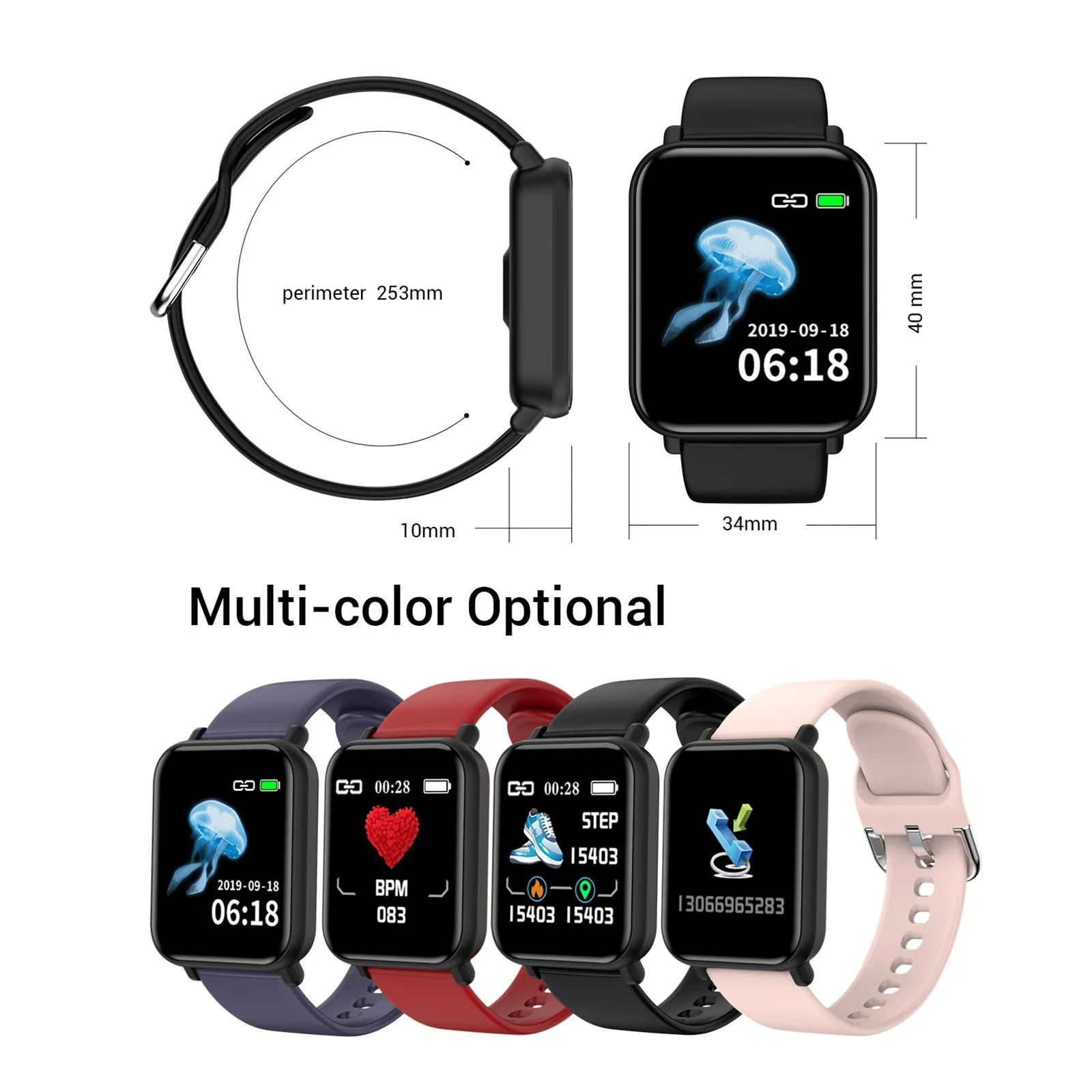 

R16 Touch-screen Smart Watches Ip67 Waterproof Heart Rate Fitness Wristband For Ios Smart Watch For Android Sport Wrist Watch