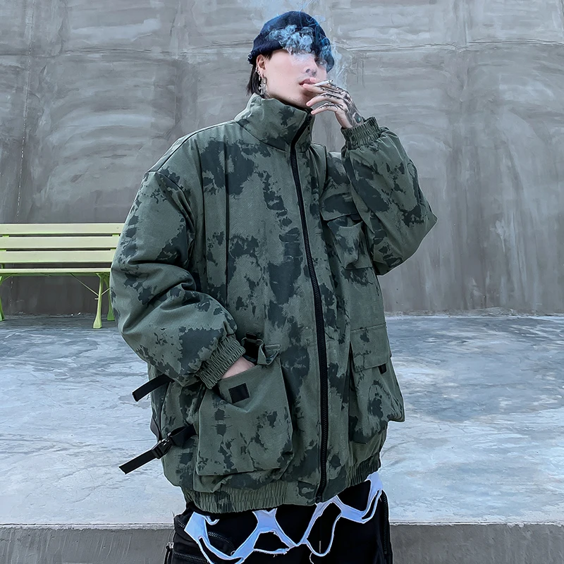 Мужская куртка в стиле милитари с карманами хип хоп Камуфляжная парка зимняя