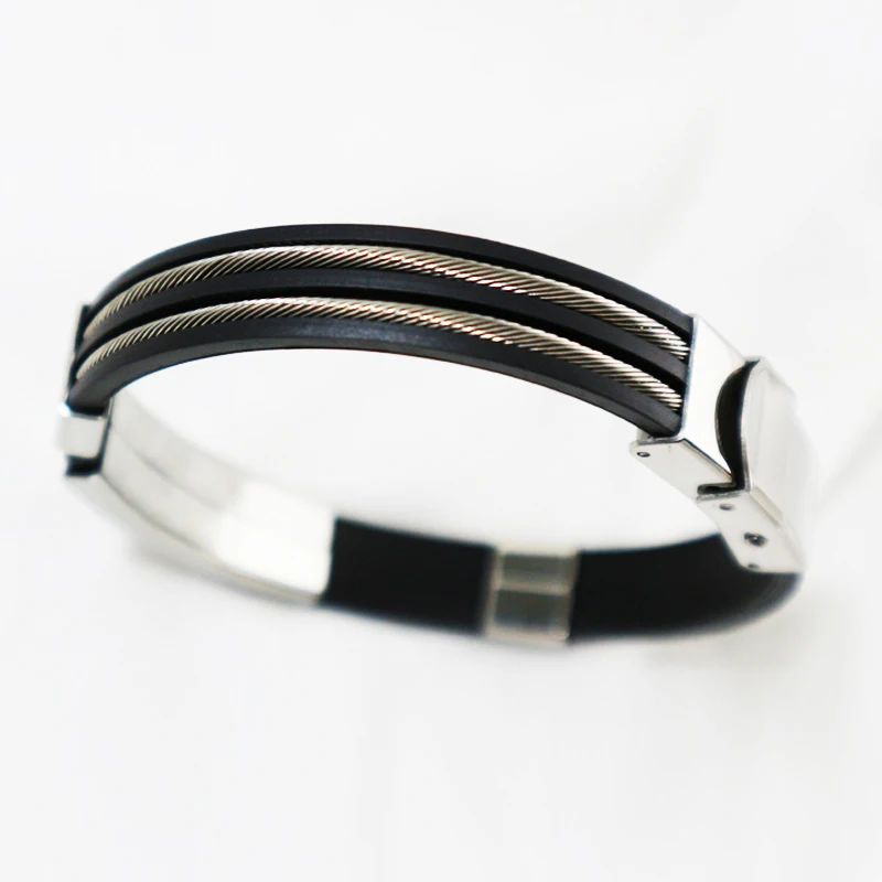 Трендовые спортивные силиконовые мужские браслеты-шармы серебристого цвета из