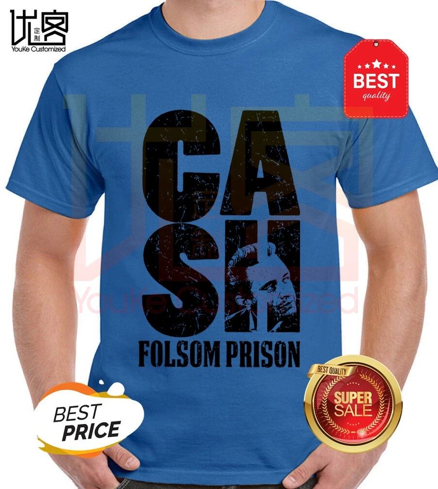 Джонни Кэша мужские тюрьмы Фолсом футболка для мужчин и женщин 100% хлопок топы с
