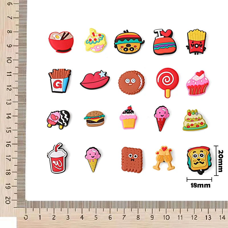 

1pcs PVC Shoe Charms Accessories Cherry Ice Cream Shoe Accessories Biscuit Garden Shoe Decoration For Bags Shoes Bracelet Kids