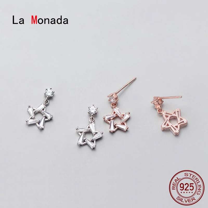 

Ла Monada маленький 925 серебряные серьги для женщин со звездами в Корейском стиле 925 стерлингового серебра серьги-гвоздики висит красивые ювел...