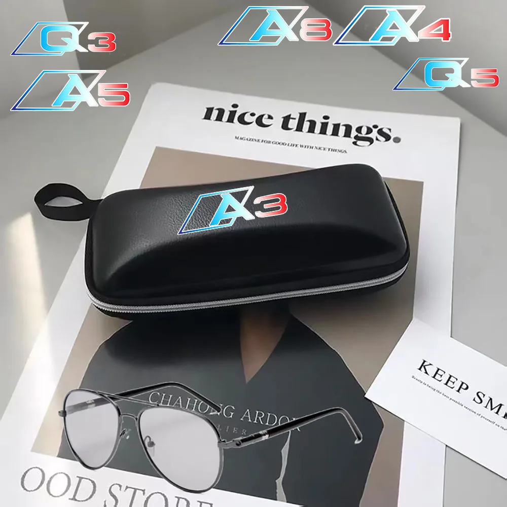 

For Audi A3 A4 A5 A6 A7 A8 Q3 Q5 Q7 Sunglasses Reading Glasses Hard Zipper Box Pouch Case customizable patterns car accessories