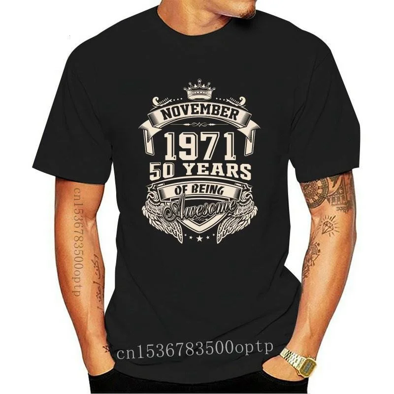 

New Born In November 1971 50 Years Of Being Awesome T Shirt Oversized Cotton Crewneck Short Sleeve Tshirt