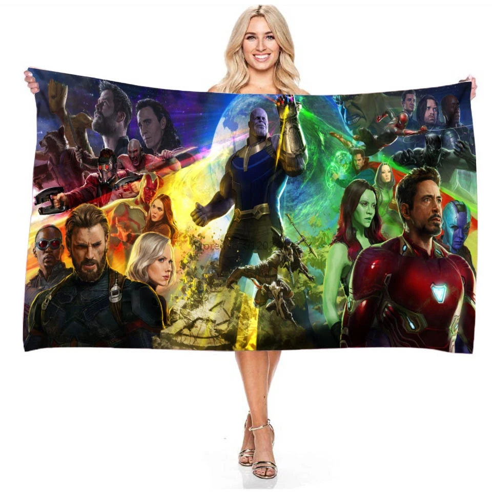 Marvel The Avengers Printed 3d Microfiber Absorbent Bath Towel Swimming Rectangular Digital Printing Beach 140x180cm | Дом и сад