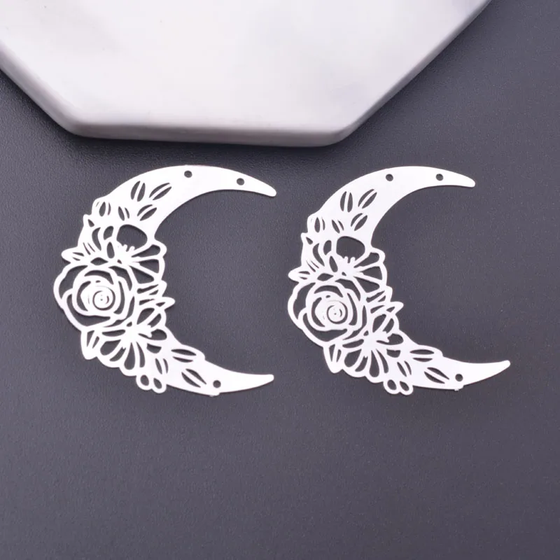 

20pcs 35*32mm Silver Color Filigree Moon Connector Jewelry Earring Findings