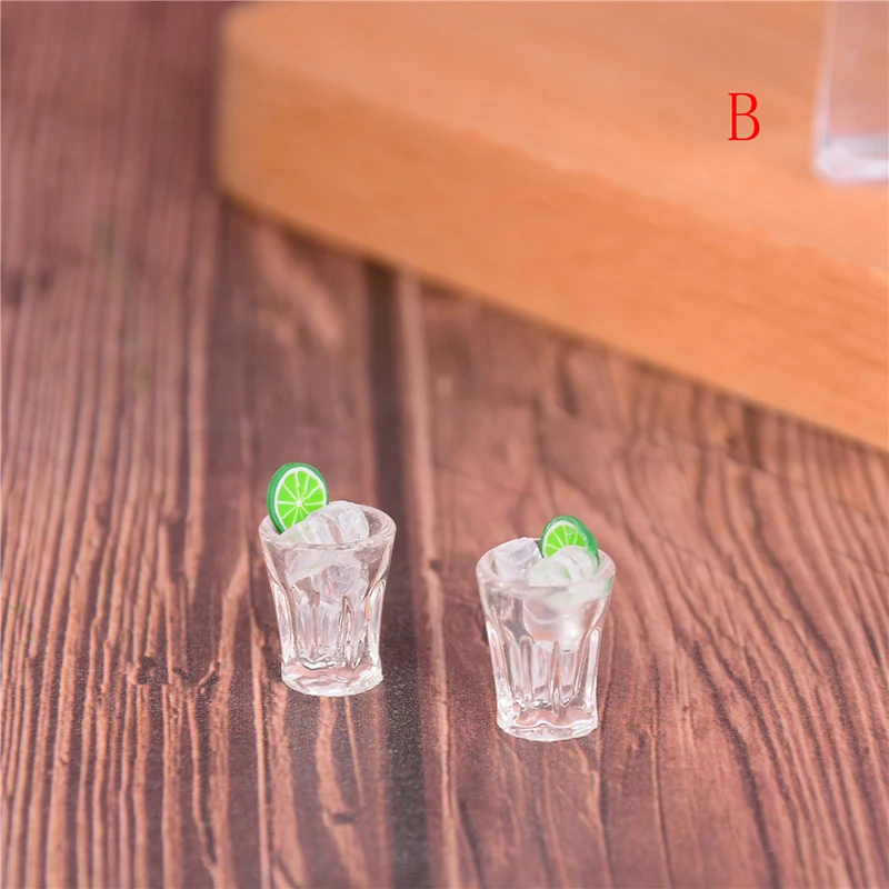 

2pcs/Set Drink Food Cup Decor Dollhouse Garden Miniature lemon Glass Kitchen Decoration