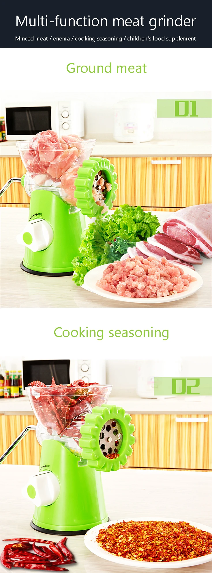 JIQI Высококачественная многофункциональная домашняя ручная мясорубка для мясорубки/овощей/специй ручная мясорубка колбаса