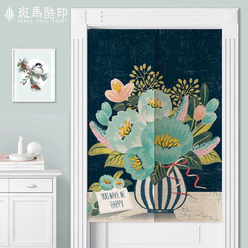 

European garden flowers fresh cloth partition door curtain household bedroom kitchen bathroom without punching portiere