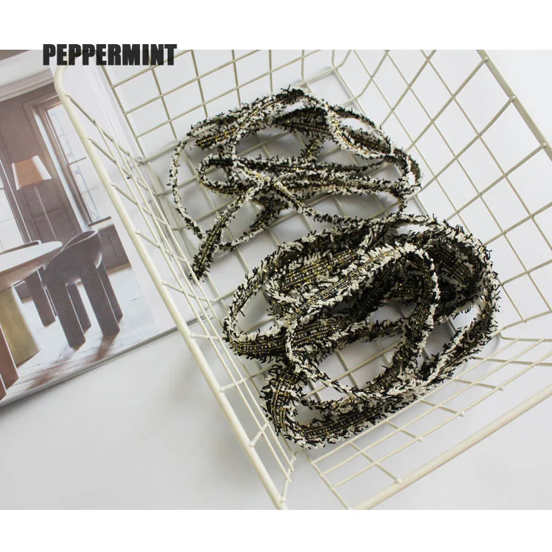 2 ярда твидовая отделка 5 см Золотое жаккардовое кружево аксессуары для воротника