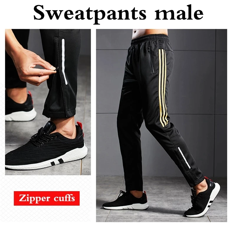 

New For Men Joggings Sweatpants With Zipper Pockets Football Training Basketball Soccer Trousers Male Running Sport Pants
