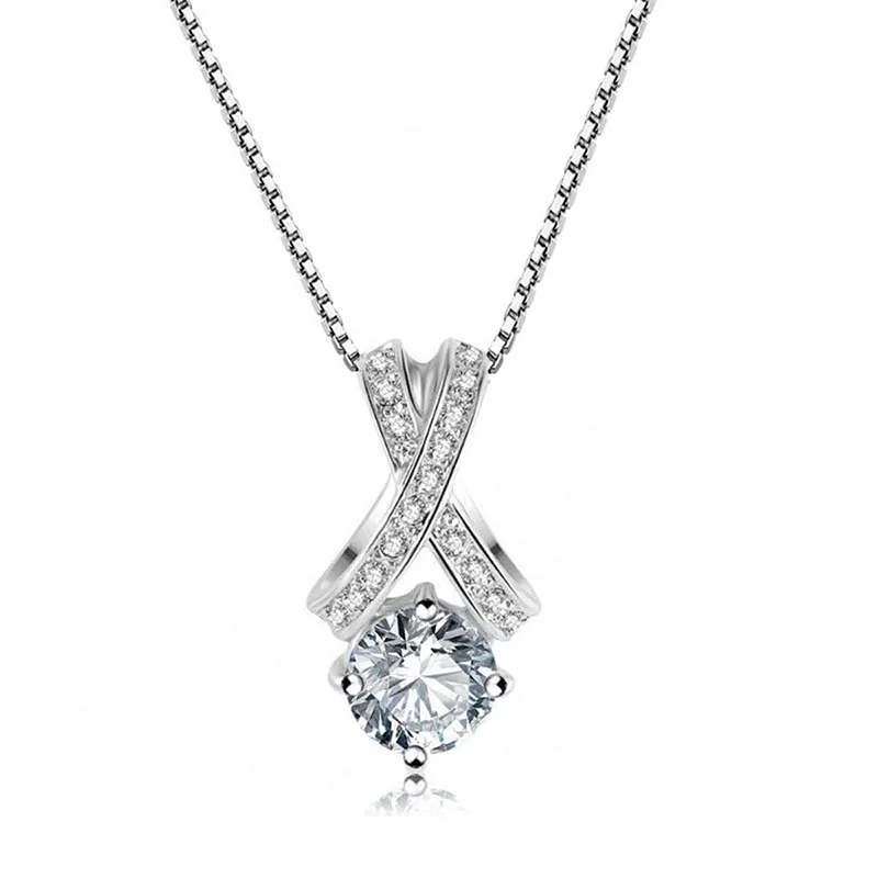 Cross Strap Sharp Setting Cubic Zirconia Necklace Earrings Set Gold and Silver Color Party Jewelry Sets for Woman | Украшения и