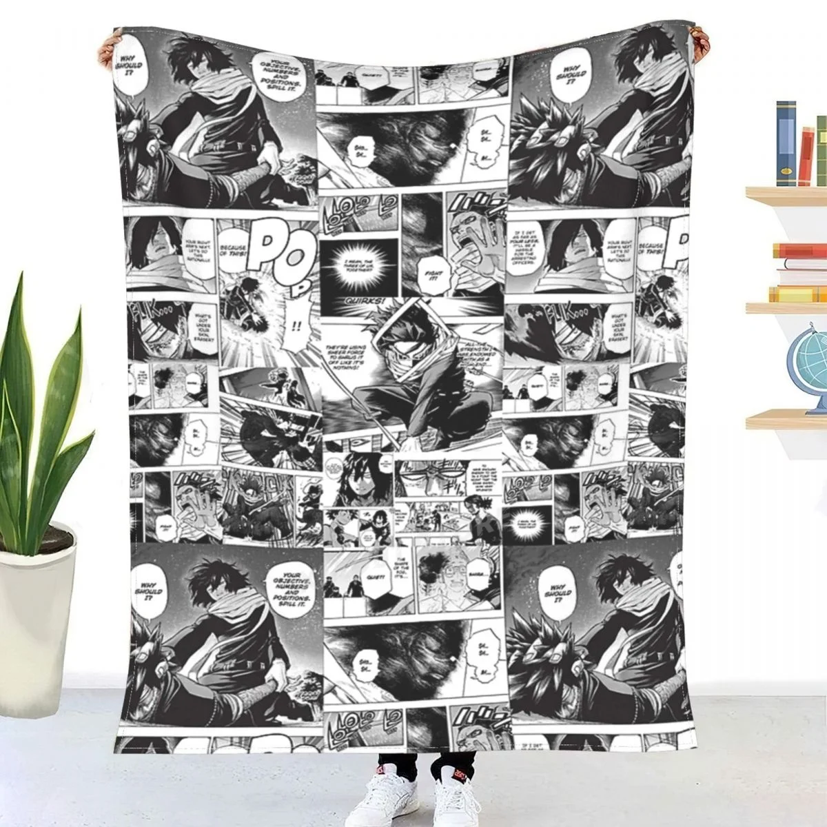 

Aizawa Manga Panel Throw Blanket Sherpa Blanket Bedding soft Blankets