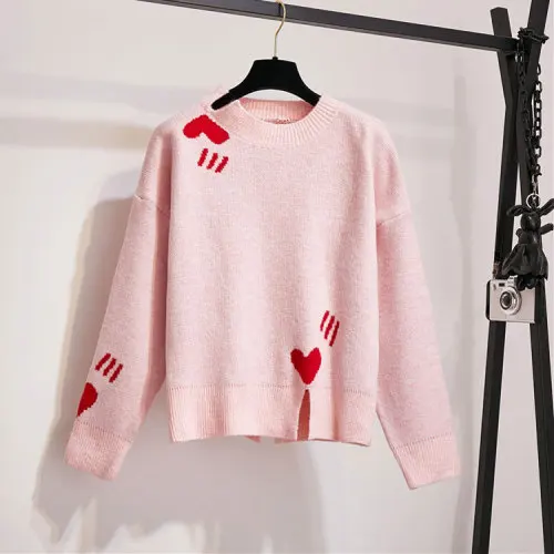 sweater Осень-зима, Модный женский свитер с красивым разрезом+ плиссированная юбка, комплект из 2 предметов, женские костюмы а630 - Цвет: sweater