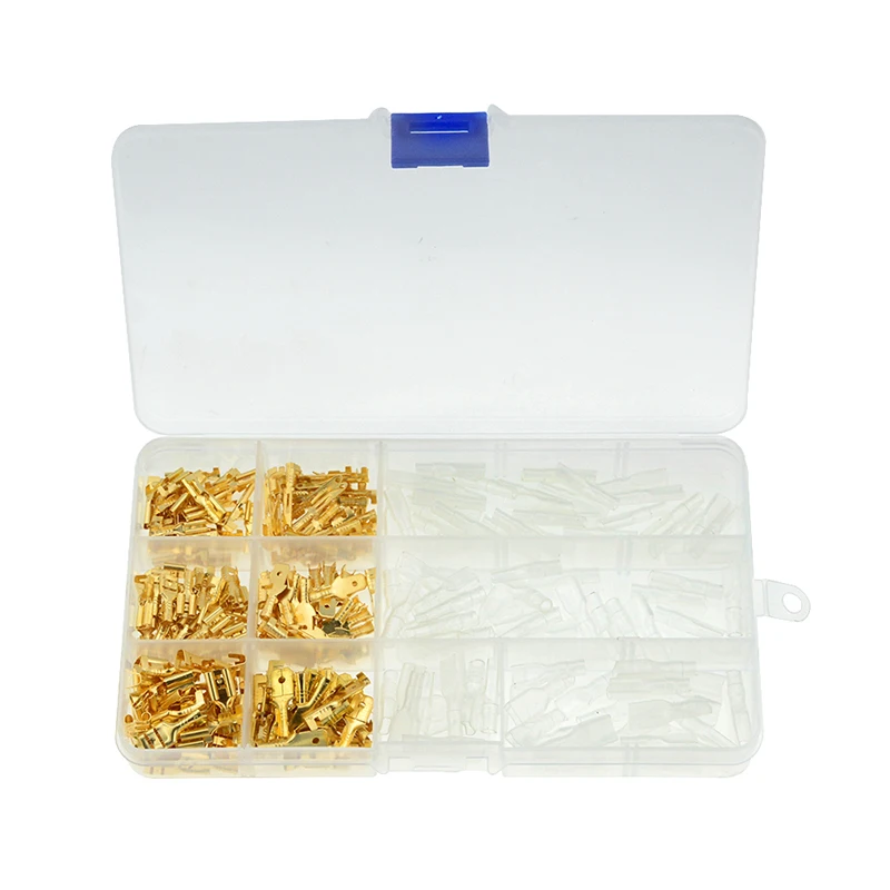 270PCS/box Gold Insulated Wire Connector Electrical Crimp Terminals 2.8 4.8 6.3mm Spade Connectors Assortment Kit | Обустройство дома
