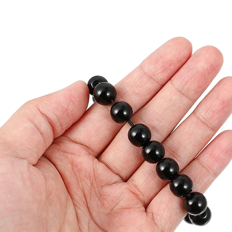 Черный обсидиановый браслет для снятия стресса и тревоги регулируемый против