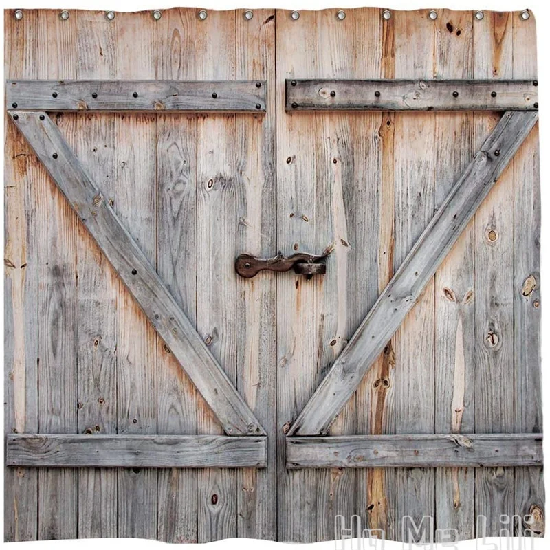 

Rustic Old Wooden Garage Door By Ho Me Lili Shower Curtain With Hooks Ancient West Rural Town Durable Waterproof Home Decor