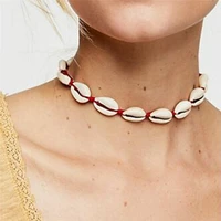 1 pc sea shell choker necklace bohemian women natural shell jewellery chocker simple neckless for girls jewelery