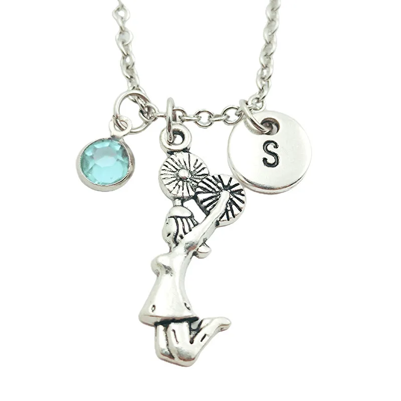 

Cheer Girl Charm Creative Initial Letter Monogram Birthstone Necklace Fashion Jewelry Women Christmas Accessories Pendants