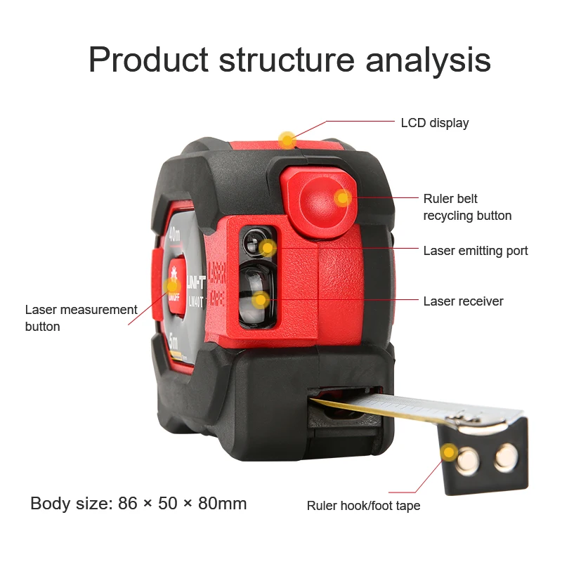 LM40T 2 in 1 Laser Ranging Tape Measure Buildings, Interior and Exterior Decoration Design Engineering Measurement rangefinder