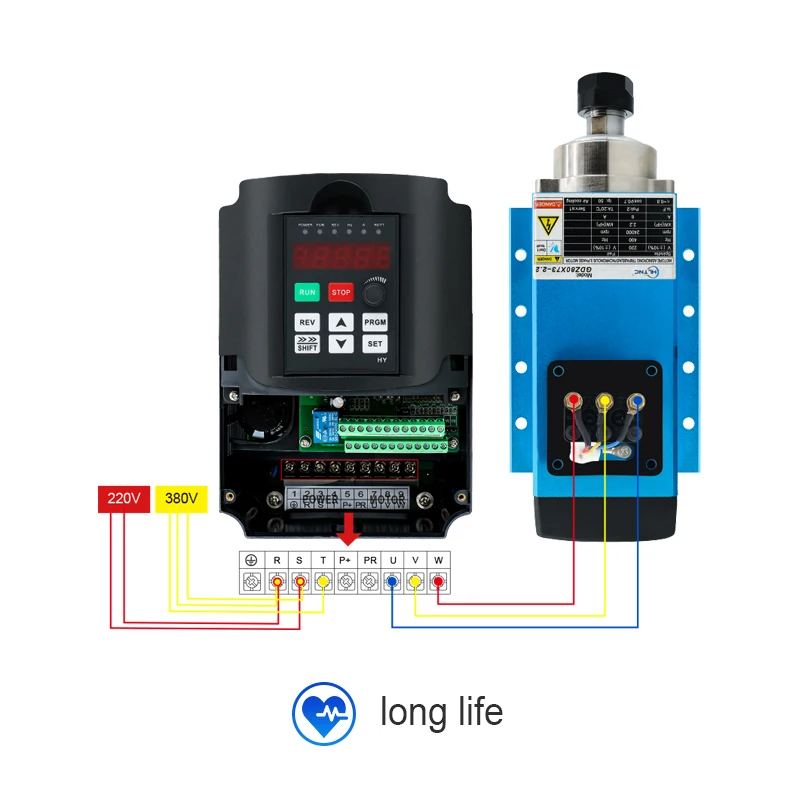 HLTNC Новый 220v 2.2kw ER20 4 подшипники квадратный 24000 об/мин с воздушным охлаждением