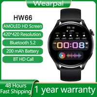 smart watch hw66 smartwatch men amoled hd screen blood pressure test bluetooth call pk gtr gts 2 pro stratos 3 for huawei phone