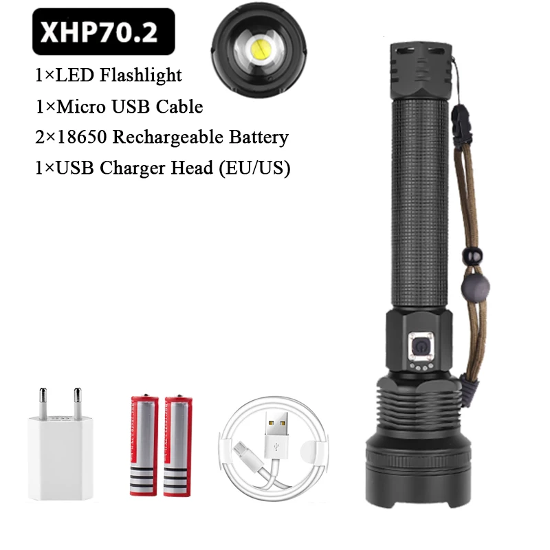 Package G XHP90 самый мощный светодиодный светильник-вспышка XHP70.2 USB лампа перезаряжаемый Тактический светильник 18650& 26650 фонарь с зумом для кемпинга и охоты - Испускаемый цвет: Package G