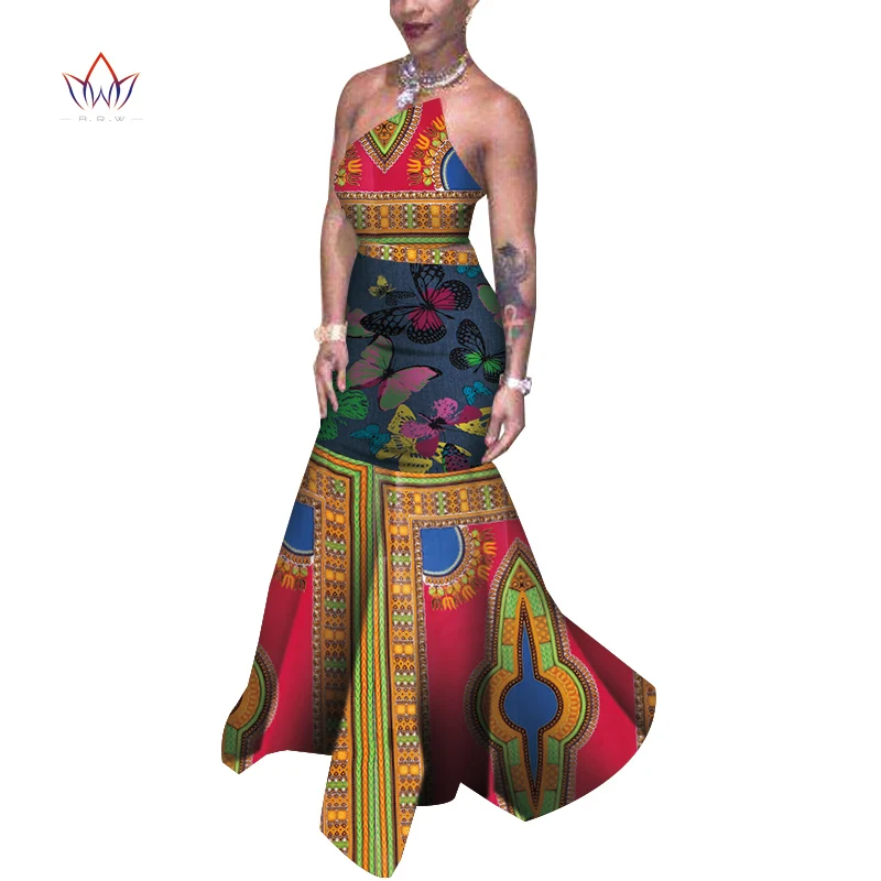 Женский вечерний комплект из топа и юбки Bazin Riche длинное платье в африканском