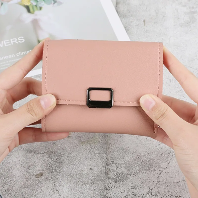 

2020 New Multicolor PU Leather Short Wallet Women Folding Retro Multi-card Card Holder Hasp Wallet Student Coin Purse