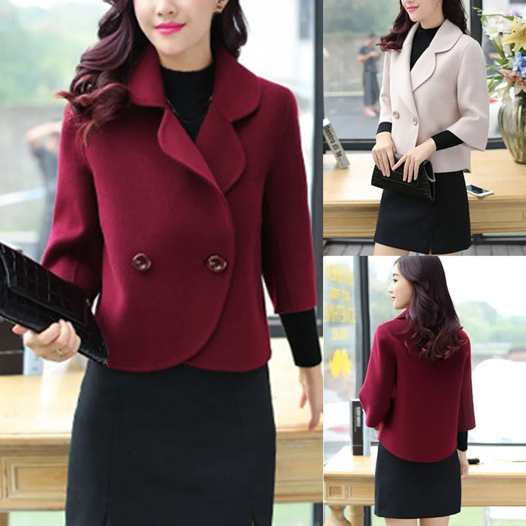 CHAMSGEND пальто женское профессиональное Модная тонкая шерстяная короткая куртка