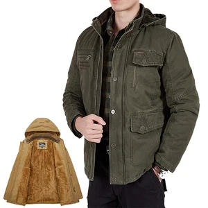 Ветровка мужская с капюшоном, утепленная парка в стиле милитари, с шерстяной подкладкой, размера плюс 7XL 8XL, зима