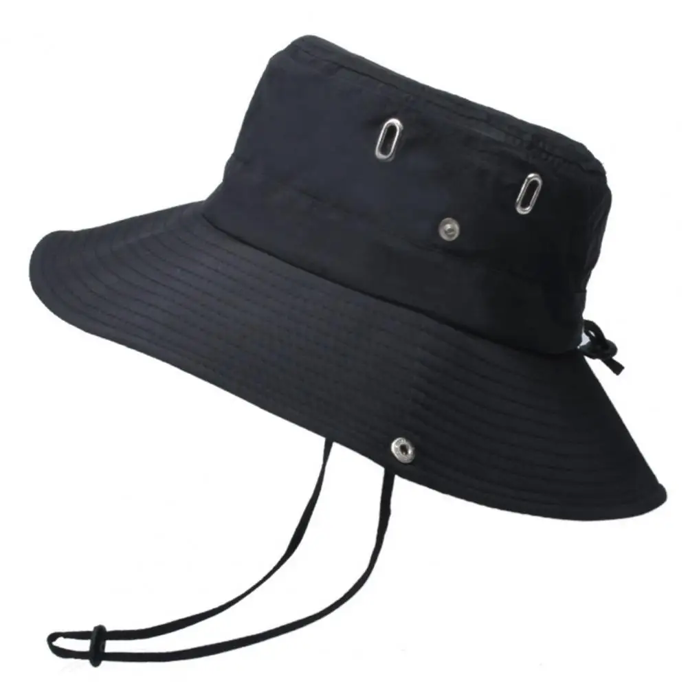 

Fashion Sun Hat Summer Men Bucket Hat Solid Color Anti Sun Wide Brim Adjustable Solid Color Bucket Hat Fisherman for Fishing