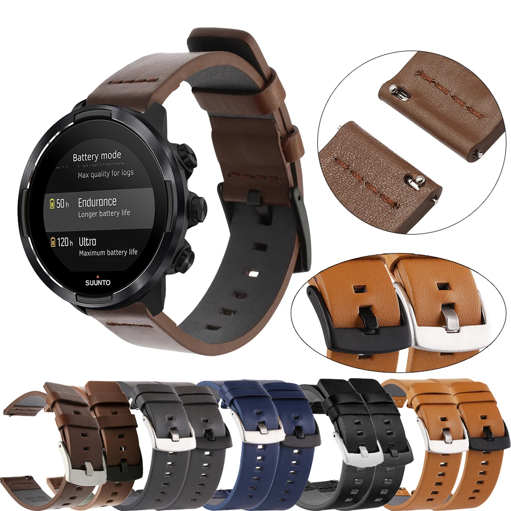 Ремешок кожаный 24 мм для часов Suunto 9 Baro браслет наручных 7 Спартанский HR Браслет