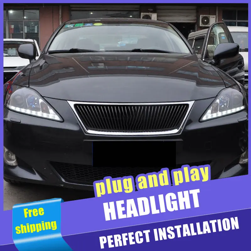 2 шт. автомобиль Стиль светодиодный фары для Lexus IS250 2006-2009 налобный фонарь DRL