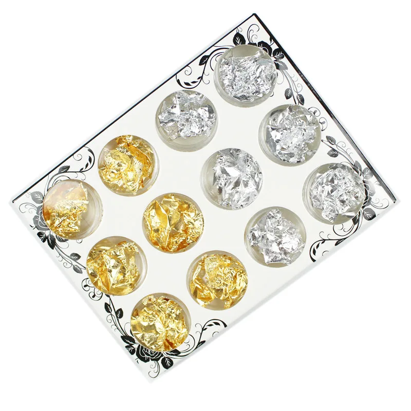 Объемная Фольга для дизайна ногтей хлопья украшение объемные блестки золотой