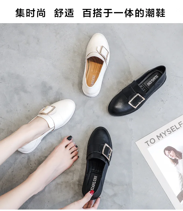 Women's Model British College Style Retro All-match Flat Square Buckle Shoes Womens Shoes Shoes Women Shoes Woman Sandalie