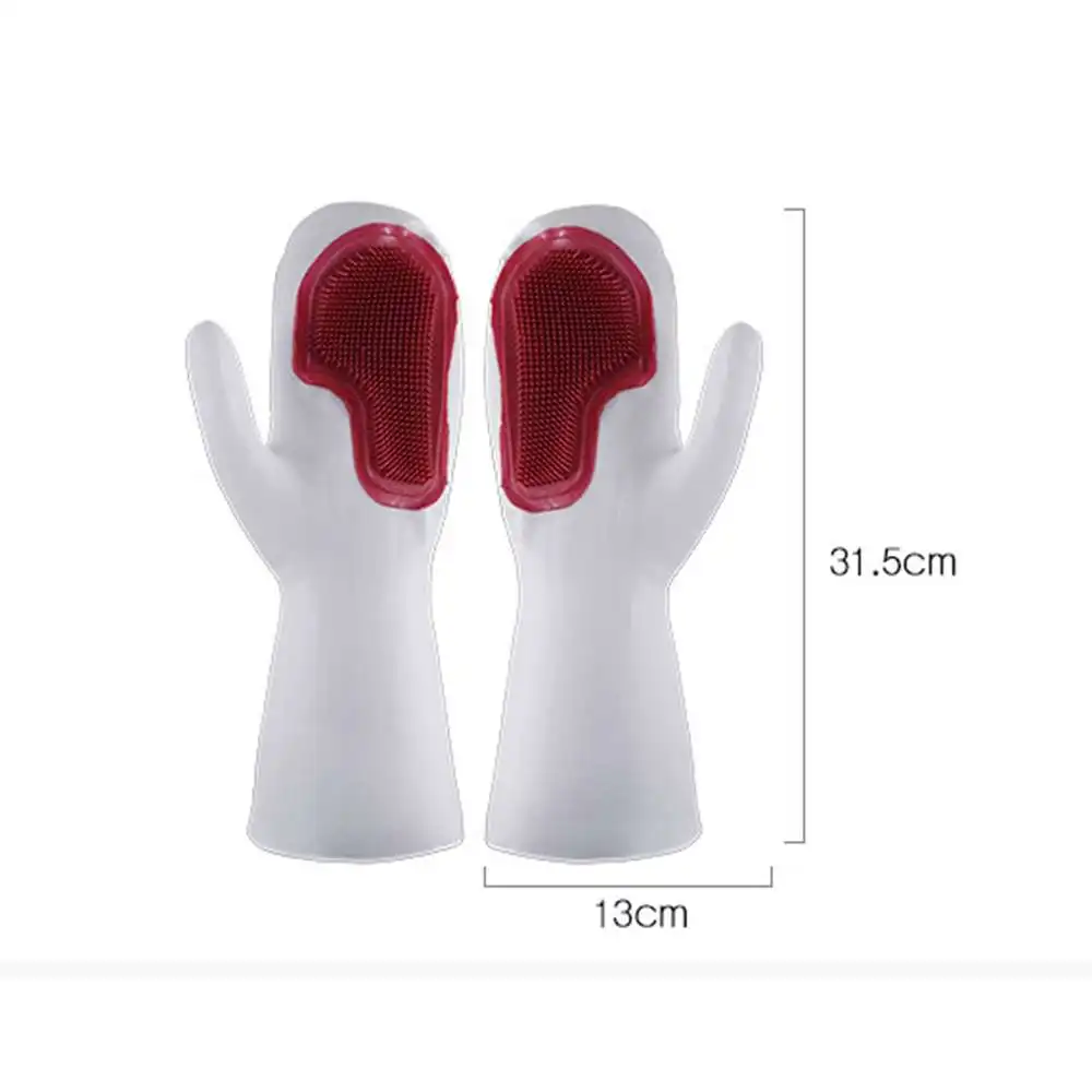 

2 Pairs Dishwashing Gloves Dishes Waterproof Cleaning Artifact Silicone Anti-Scalding Cleaning Gloves Magic Silicone Dish