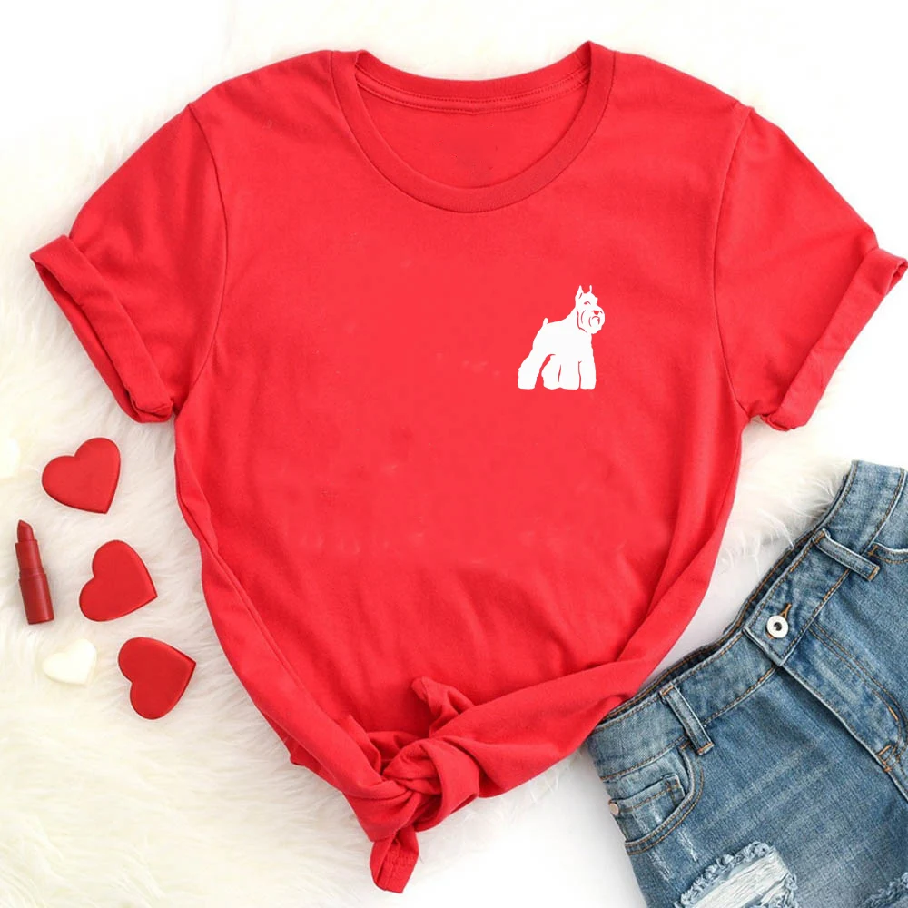 Футболка женская хлопковая с принтом шнауцера забавный Повседневный Топ